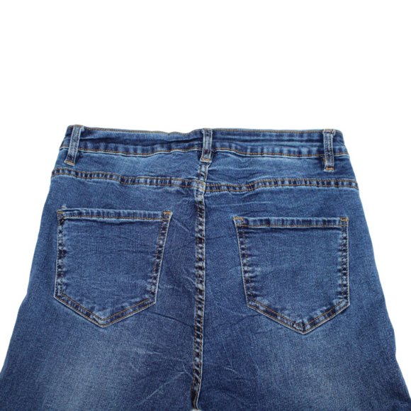 Frank Lyman Leopard Print Accent Panel Medium Blue Fade Skinny Jeans, Si… - Picture 7 of 8